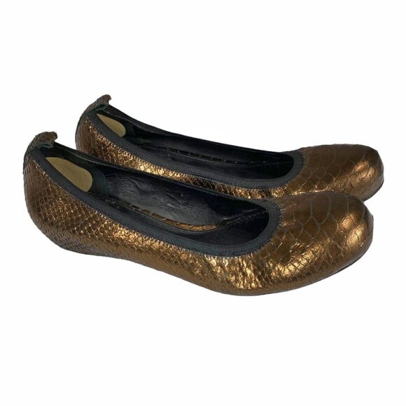Theory Copper Snake Print Flats Women's 8.5 - Picture 1 of 8